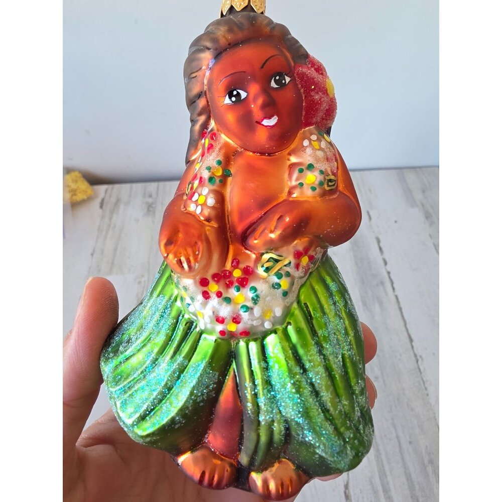 Radko aloha hula Hawaiian girl lei ornament xmas‎ tree